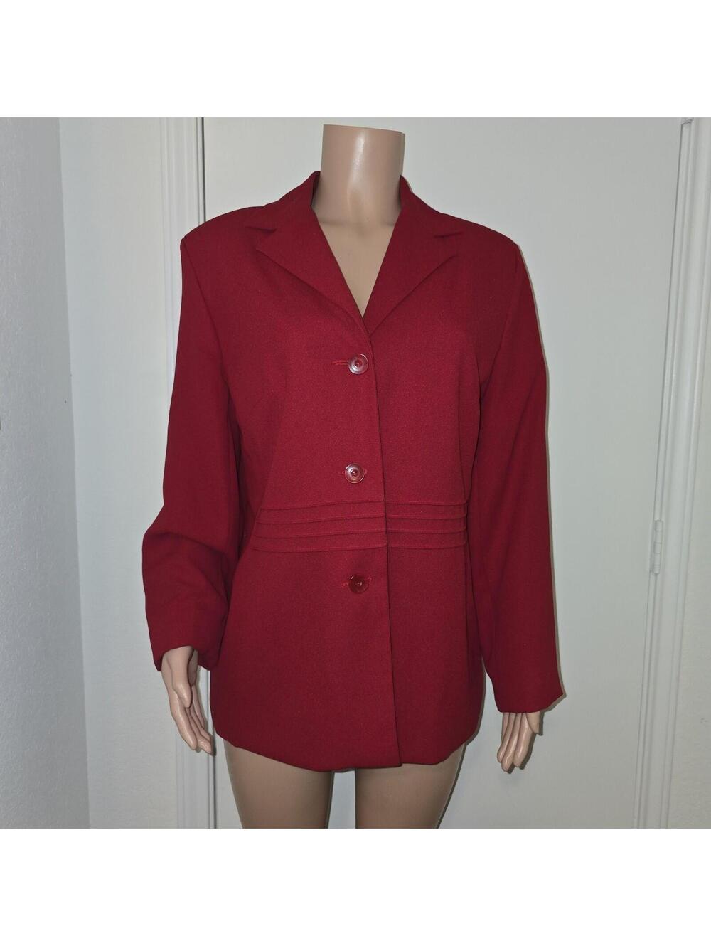 VTG Karen Scott Women's Red Secretary Business Career Blazer Jacket Size 16